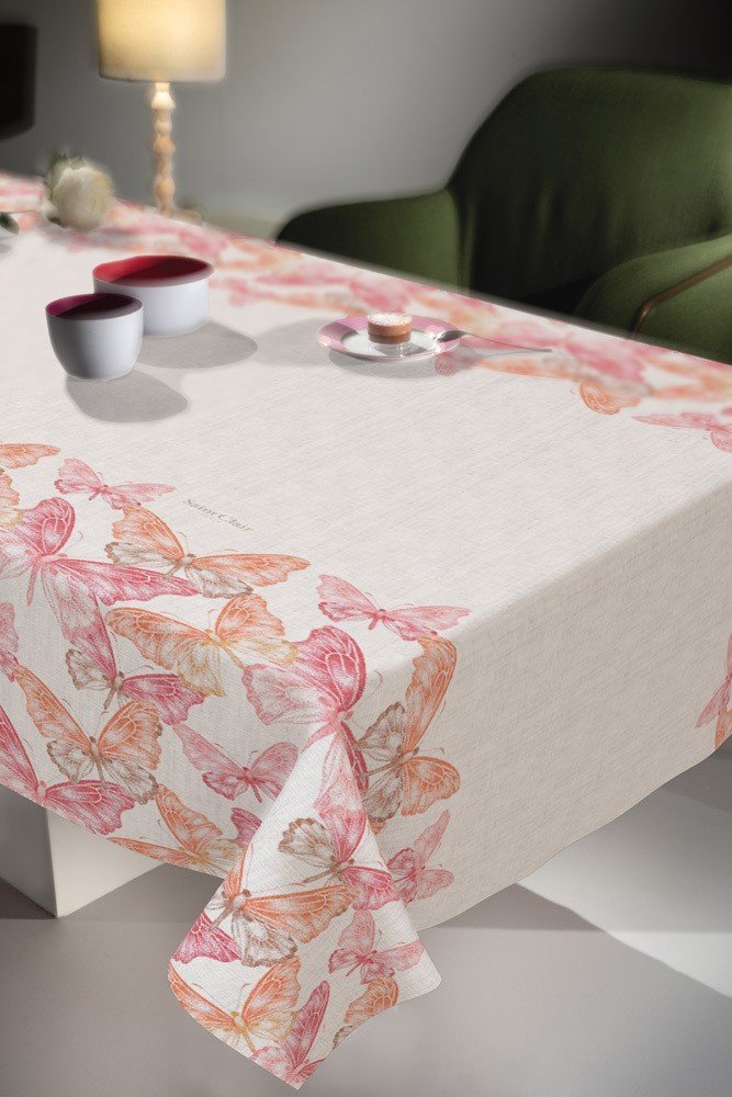 1719030121040 Αλέκιαστο Τραπεζομάντηλο 145x180 Saint Clair 1031 Coral - Image 1