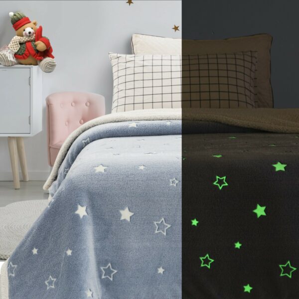 Κουβερτα Ημιδιπλη Φωσφοριζέ 160×220 Cosmin Blue Stars