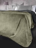 Σετ Κουβέρτα 2 Όψεων Βελουτέ 160×220 Μονή & Μαξιλαροθήκη 45×45 Guy Laroche Velvet Khaki