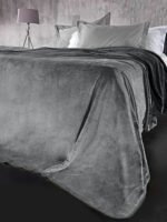 Σετ Κουβέρτα 2 Όψεων Βελουτέ 160×220 Μονή & Μαξιλαροθήκη 45×45 Guy Laroche Velvet Cement