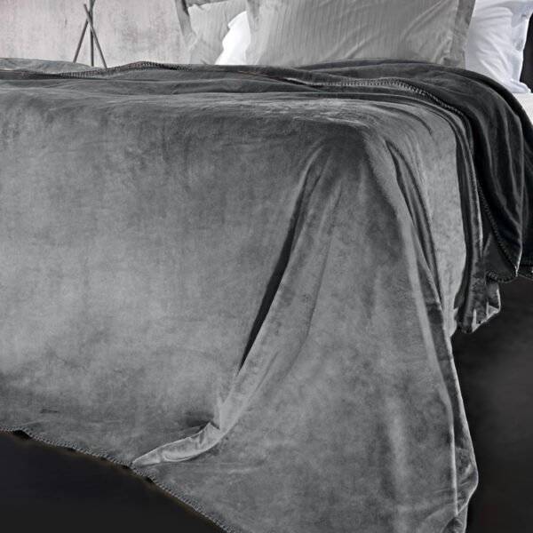 Σετ Κουβέρτα 2 Όψεων Βελουτέ 160×220 Μονή & Μαξιλαροθήκη 45×45 Guy Laroche Velvet Cement