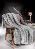 Σετ Ριχτάρι Γούνινο Πολυθρόνας 130x170 & Μαξιλαροθήκη 48x48 Διακόσμησης Guy Laroche Crusty Silver