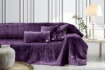 Σετ Ριχτάρι Γούνινο Πολυθρόνας 130x170 & Μαξιλαροθήκη 48x48 Διακόσμησης Guy Laroche Crusty Aubergine - Image 2