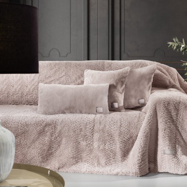 Σετ Ριχτάρι Γούνινο Διθέσιου 170×250 & Μαξιλαροθήκη 45×45+3 Guy Laroche Crusty Old Pink