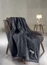 Σετ Ριχτάρι Γούνινο Τριθέσιου 170×300 & Μαξιλαροθήκη 48×48+3 Guy Laroche Crusty Carbon