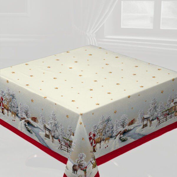 Χριστουγεννιάτικο Τραπεζομάντηλο 140x140 Vassiliadis Joy Silver 1151