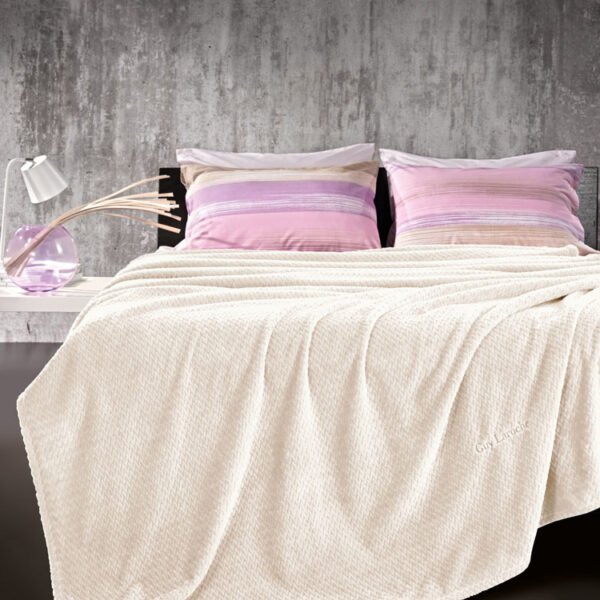 Κουβέρτα Ulta Soft Ημίδιπλη 160×220 Guy Laroche Rombus R Ecru
