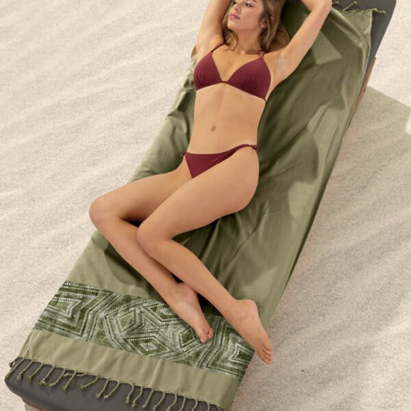 Πετσέτα Θαλάσσης 90x170 Guy Laroche Pestemal 16 Khaki