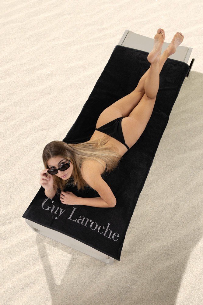 1130090121000 Πετσέτα Θαλάσσης 80x170 Guy Laroche Oceano Black - Image 1