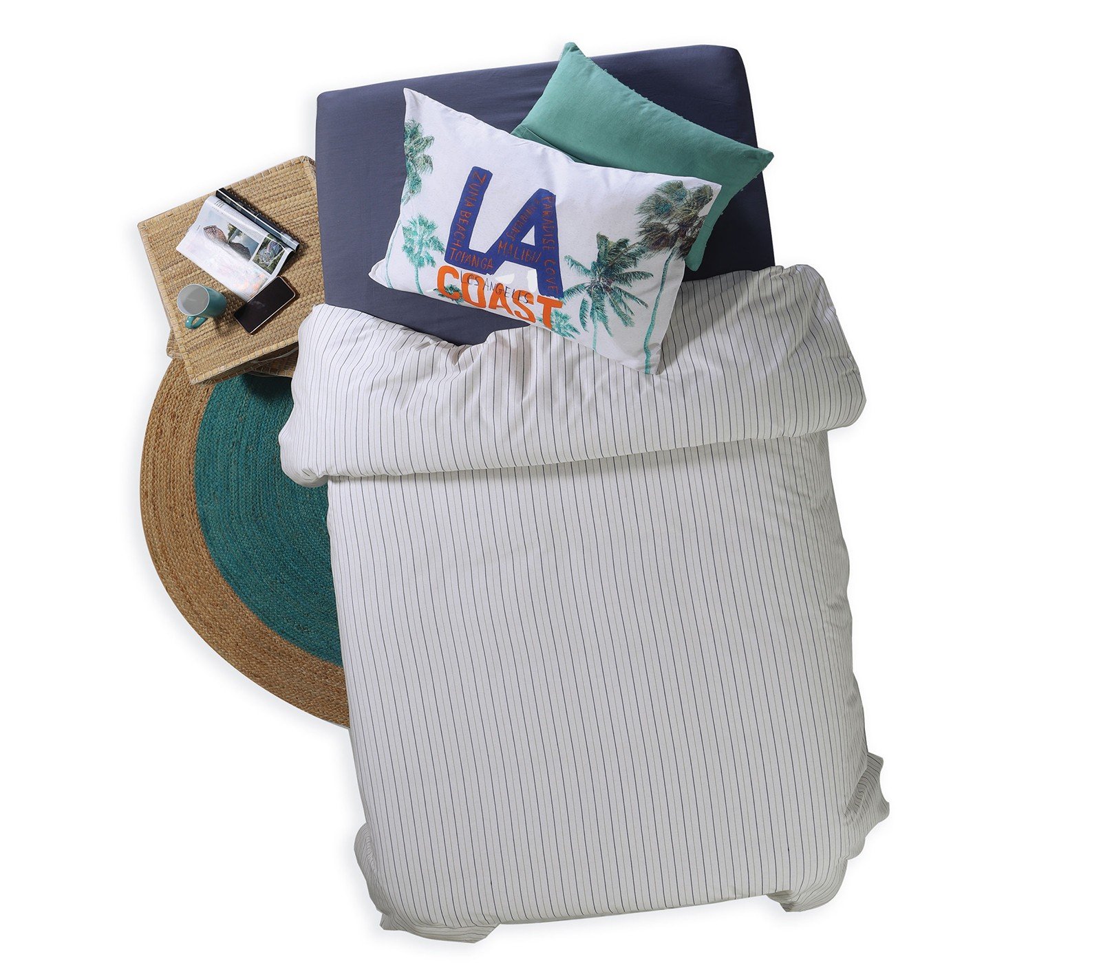 5205495513324 Σετ Σεντόνια Μονά 170×260 Nef Nef La Coast White-Blue - Image 1