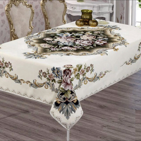 Τραπεζοκαρέ 140X140 Βελούδο-Δαμάσκο εκρού