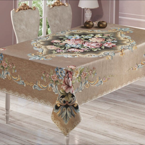 Τραπεζομάντηλο 140Χ180 Βελούδο Δαμάσκο μπεζ