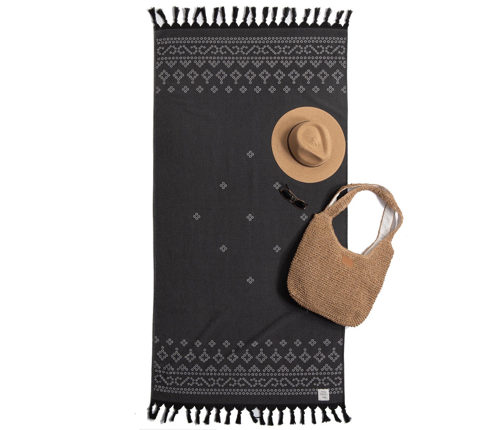 5205495518787 Πετσέτα Θαλάσσης-Παρεό Διπλής Όψεως 90x170 Nef Nef Graham Black - Image 1