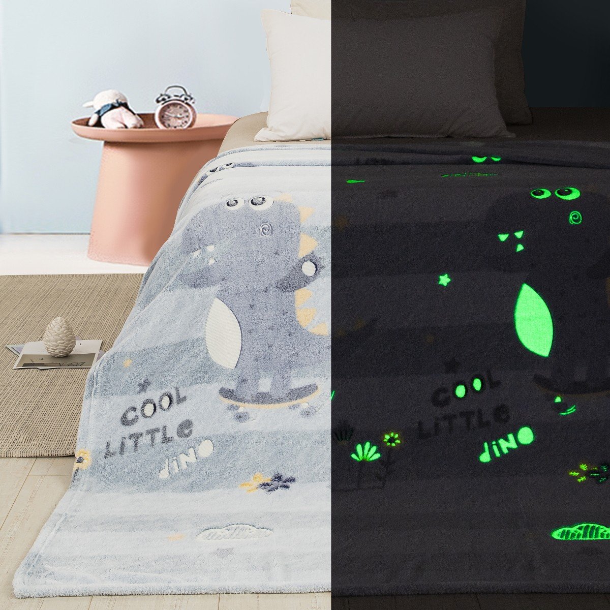 Dino 101 Κουβέρτα Ημίδιπλη Φωσφοριζέ 160×220 Adam Home Dino 101 - Image 1