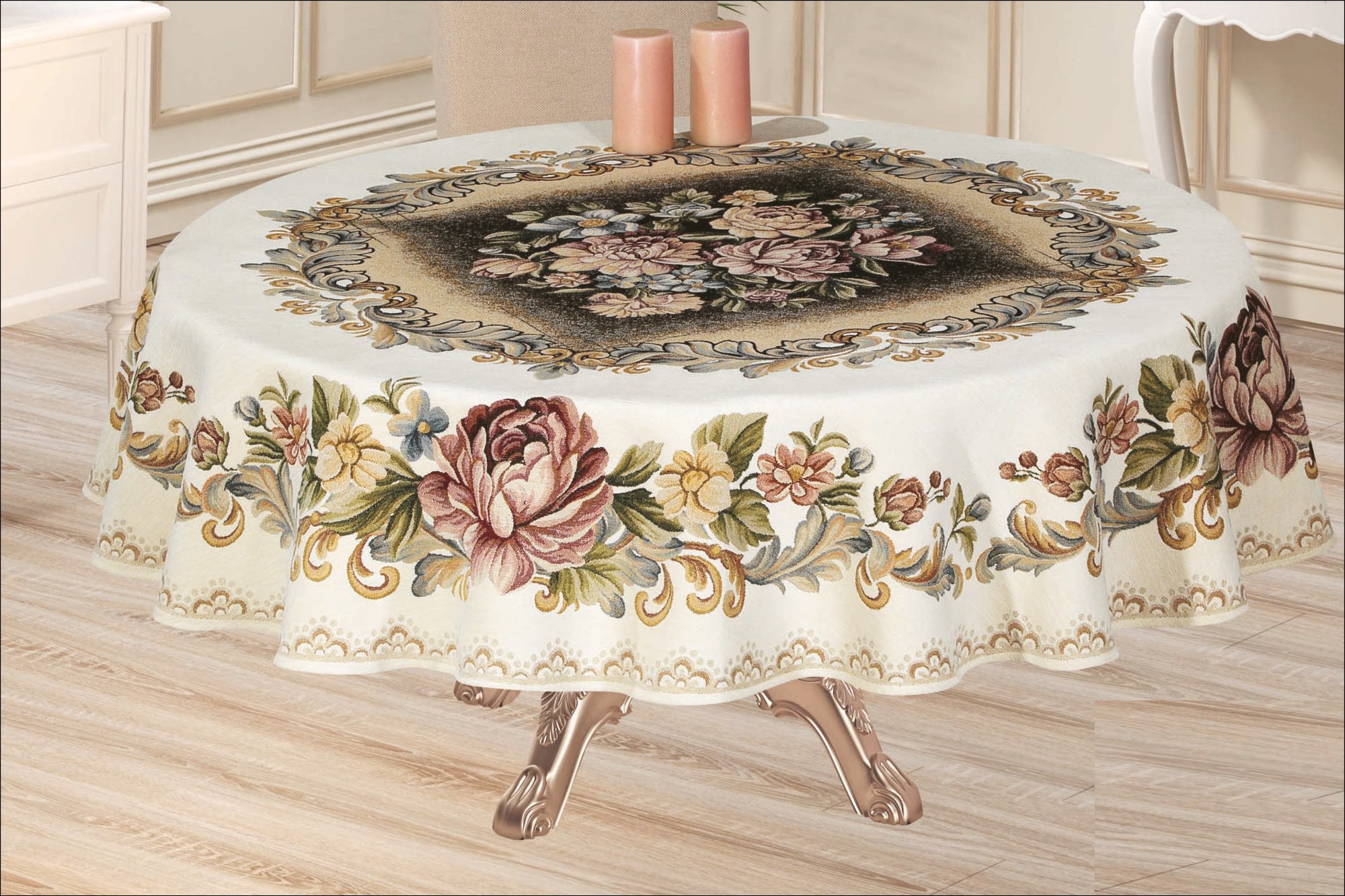 ροτόντα-δαμάσκο-βελούδο-εκρού Ροτόντα Ø160 Βελούδο-Δαμάσκο εκρού - Image 1