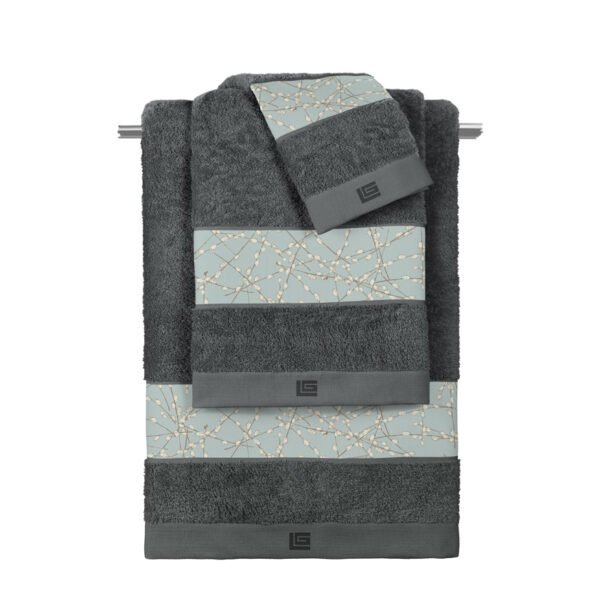 Σετ Πετσέτες 3 Τεμαχίων Guy Laroche Emilia Anthracite-Aqua