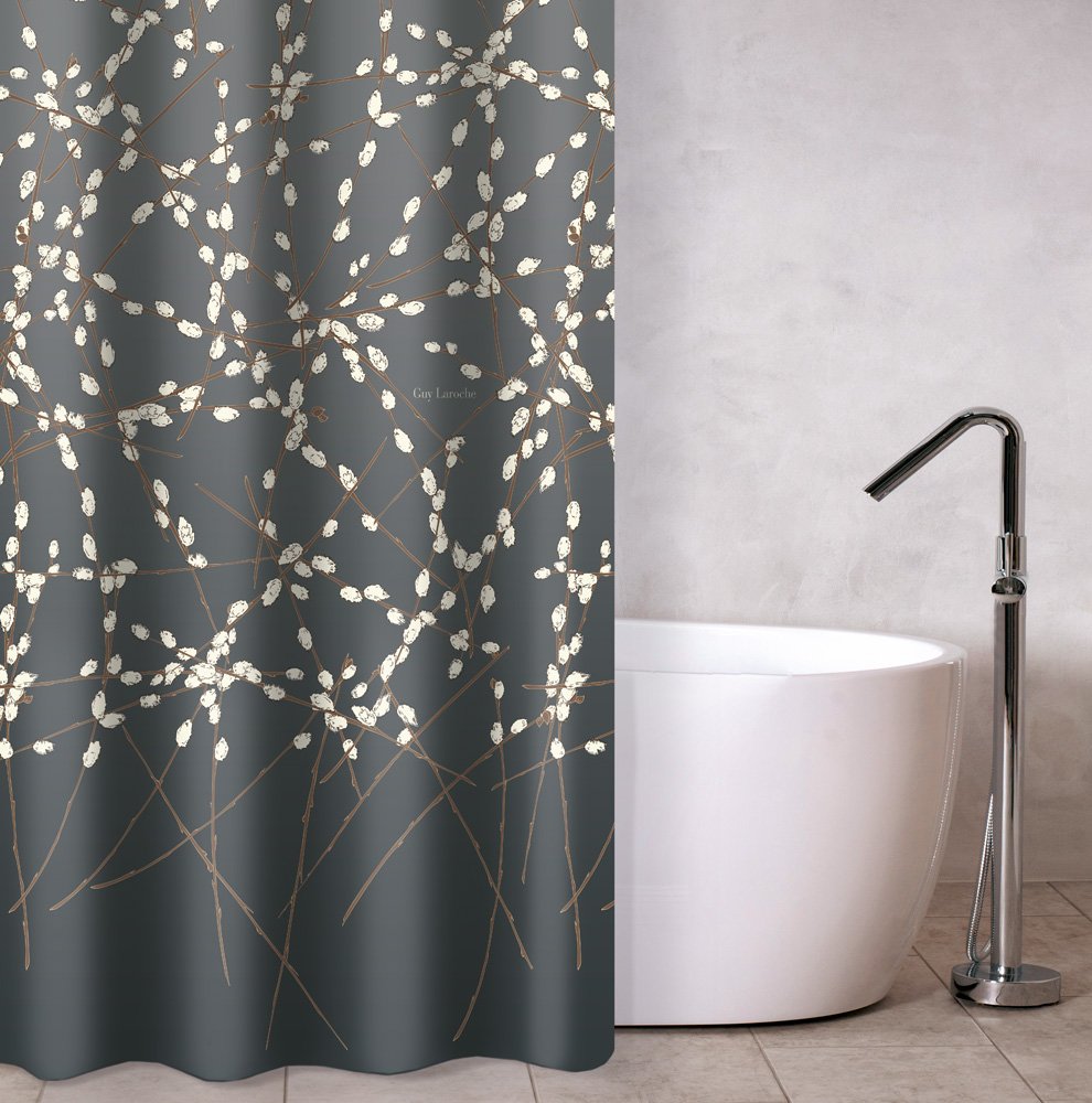 1128030222009 Κουρτίνα Μπάνιου 240×185 Αδιάβροχη Guy Laroche Emilia Charcoal - Image 1