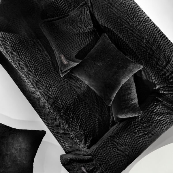 Σετ Ριχτάρι Γούνινο Τριθέσιου 170×300 & Μαξιλαροθήκη 48×48+3 Guy Laroche Crusty Black