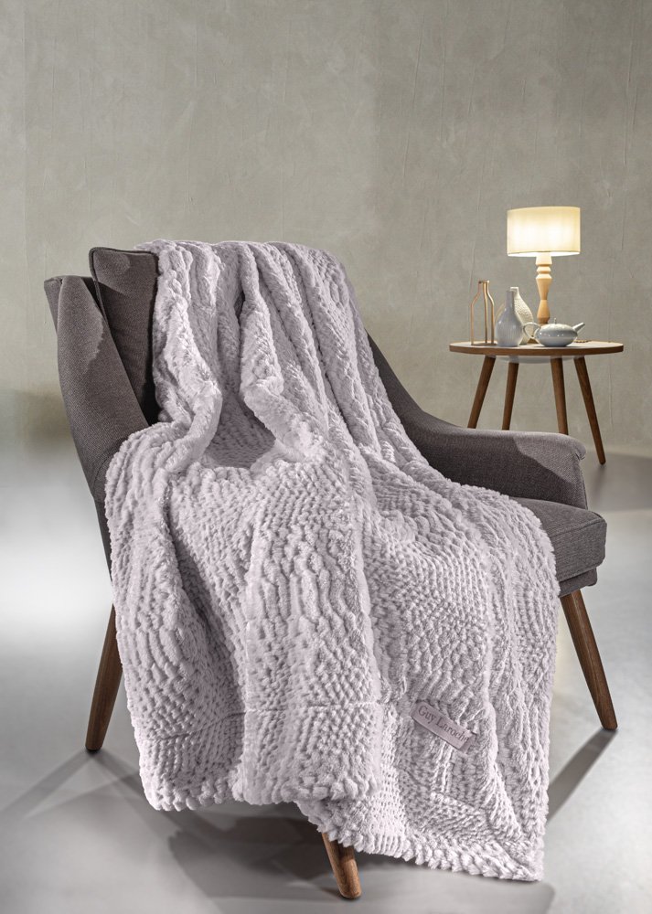 1133086222015 Σετ Ριχτάρι Γούνινο Τετραθέσιου 170×350 & Μαξιλαροθήκη 48×48+3 Guy Laroche Crusty Melanze - Image 1