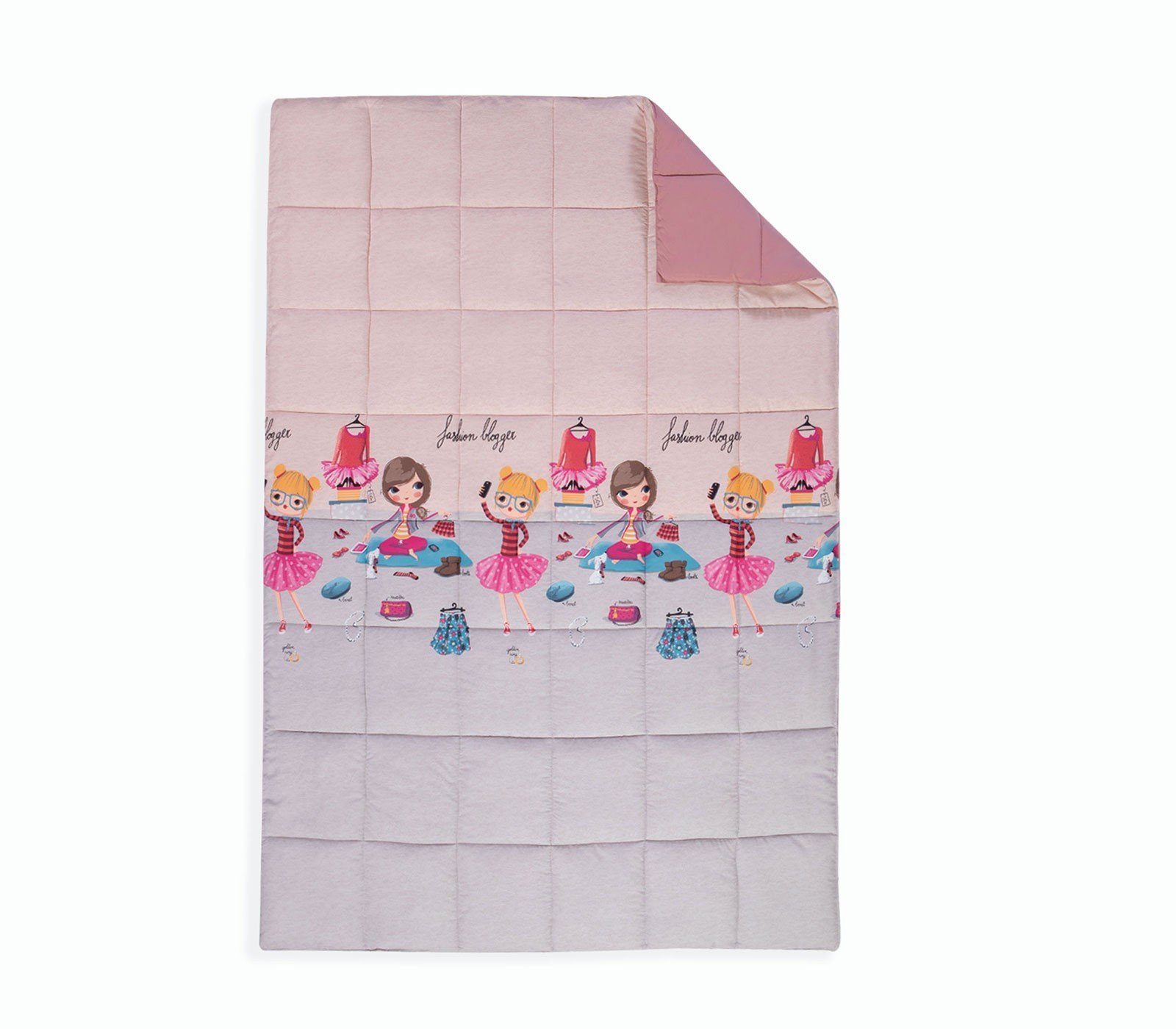 5205495532486 Πάπλωμα Μονό 160×220 Nef Nef Fashion Bloggers Pink-Grey - Image 1