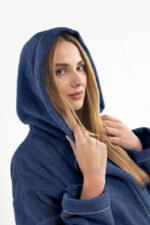 Μπουρνούζι Μακρύ Με Κουκούλα Guy Laroche Casual Marine - Image 2