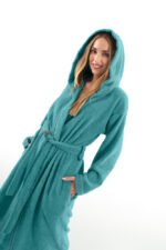 Μπουρνούζι Μακρύ Με Κουκούλα Guy Laroche Casual Petrol - Image 2