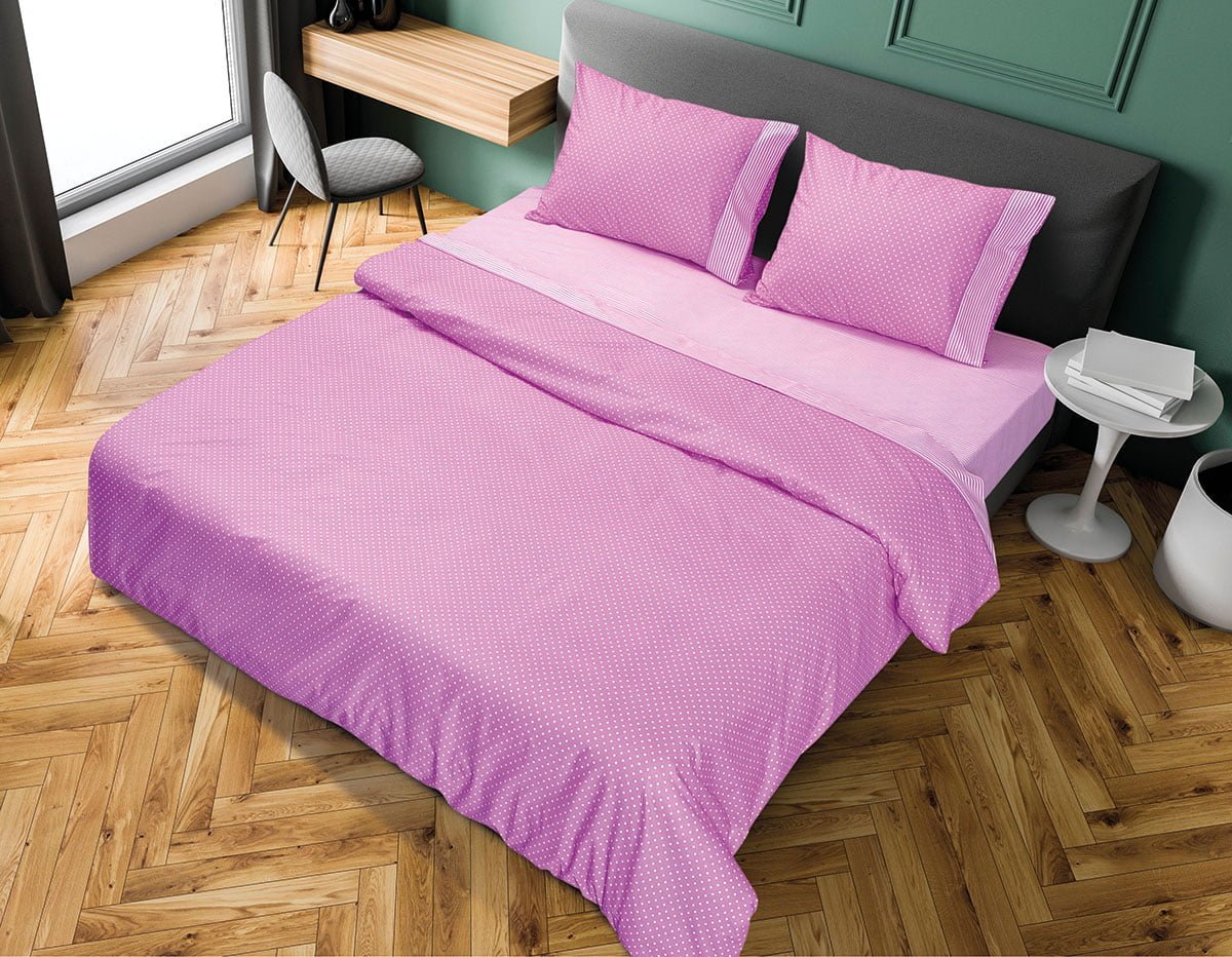 1680-Lila Ζεύγος μαξιλαροθήκες πουά JOY Art 1680 50x70 Μωβ Beauty Home - Image 1