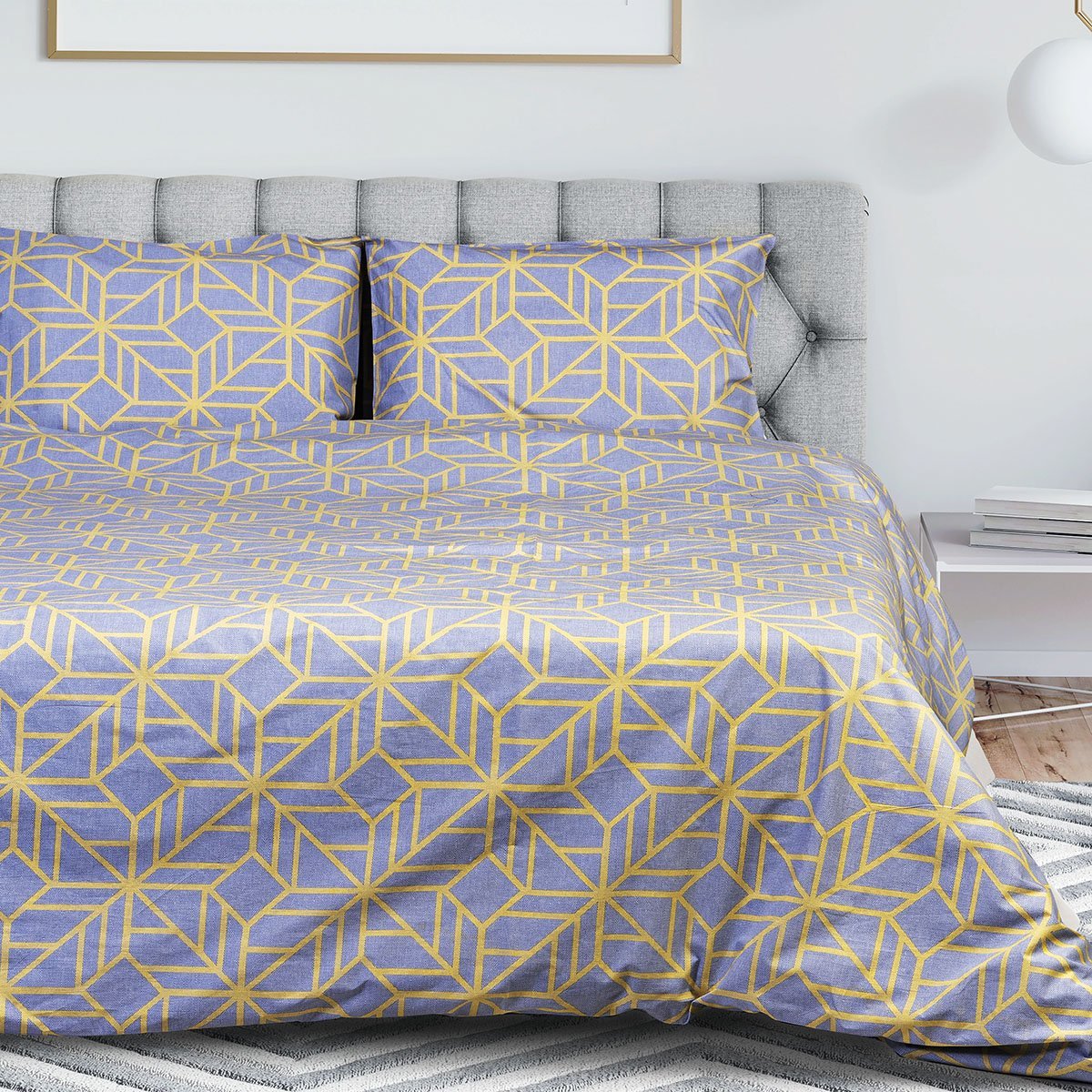 3d illustration. Cozy bedroom in warm colors with painting, a ni Σετ σεντόνια υπέρδιπλα Sharon Art 1961 240x260 Γκρι,Κίτρινο Beauty Home - Image 1