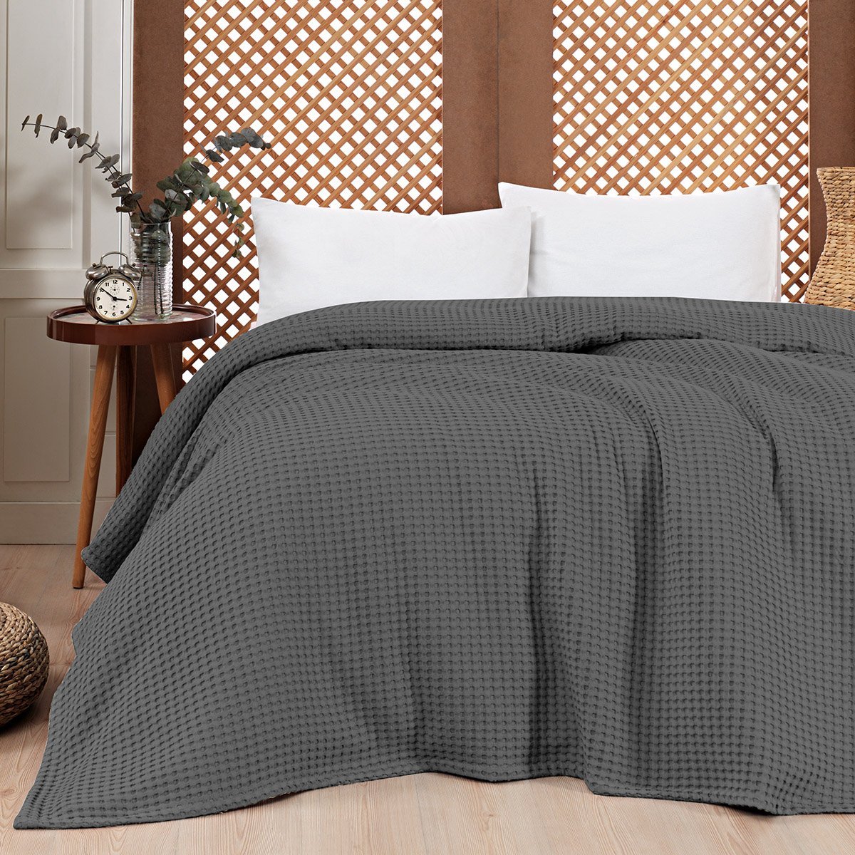 1999-stone Πικέ μονή waffle Art 1990 Stone 170x240 Ανθρακίτης Beauty Home - Image 1