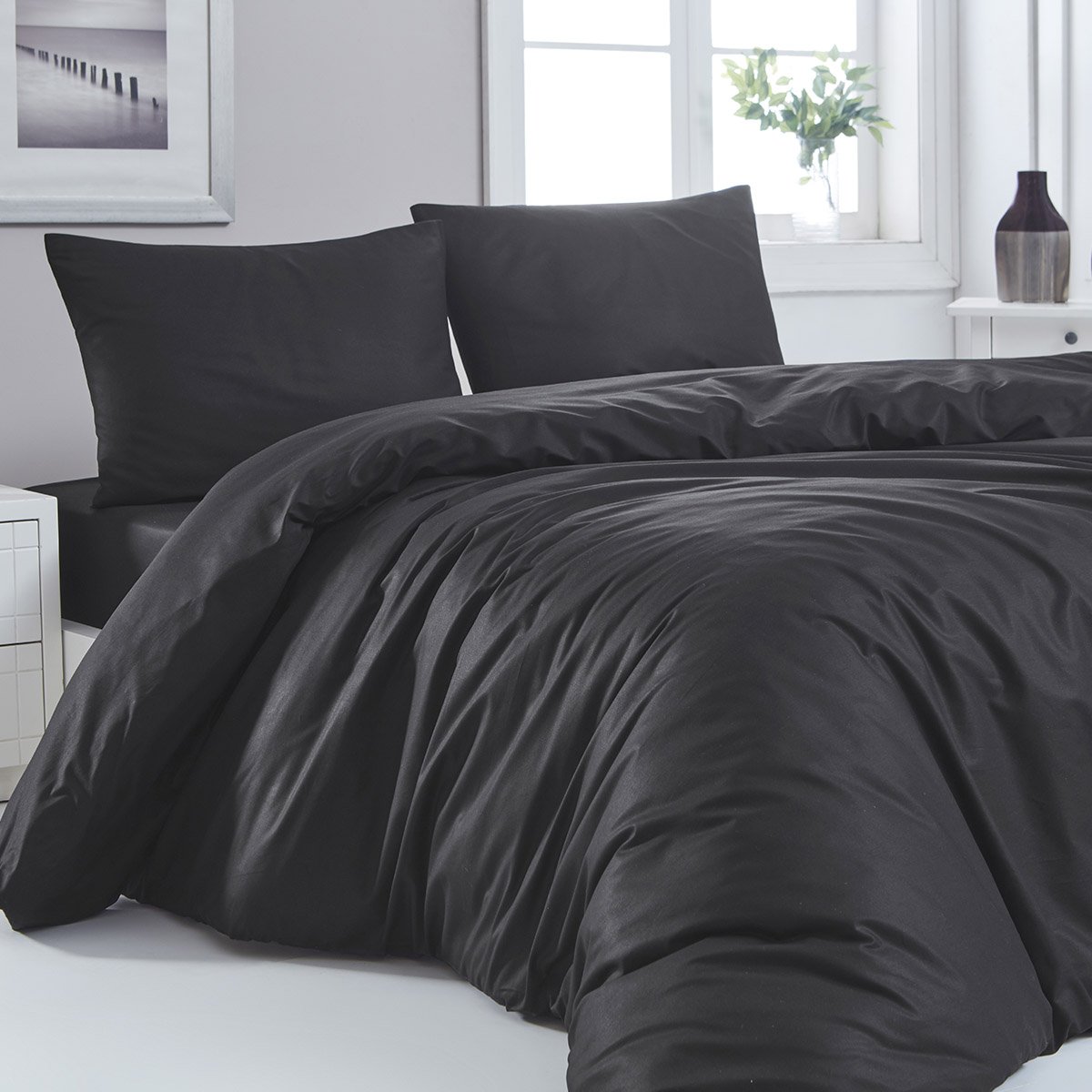 1999_Qblack Παπλωματοθήκη μονή μονόχρωμη Art 1999 170x250 Μαύρο Beauty Home - Image 1