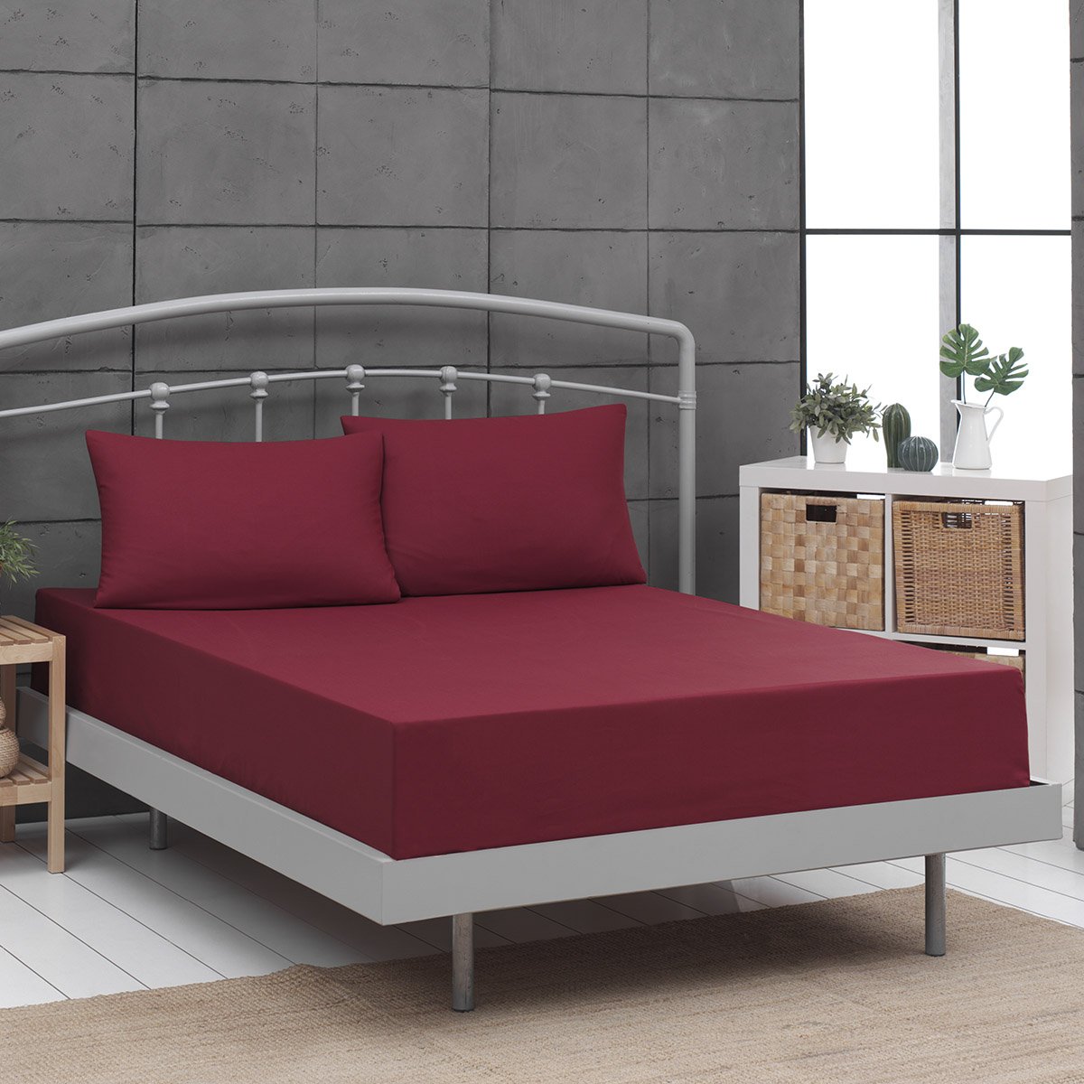 1999_bordo Σεντόνι μονό μονόχρωμο με λάστιχο Art 1999 110x200+30 Μπορντό Beauty Home - Image 1