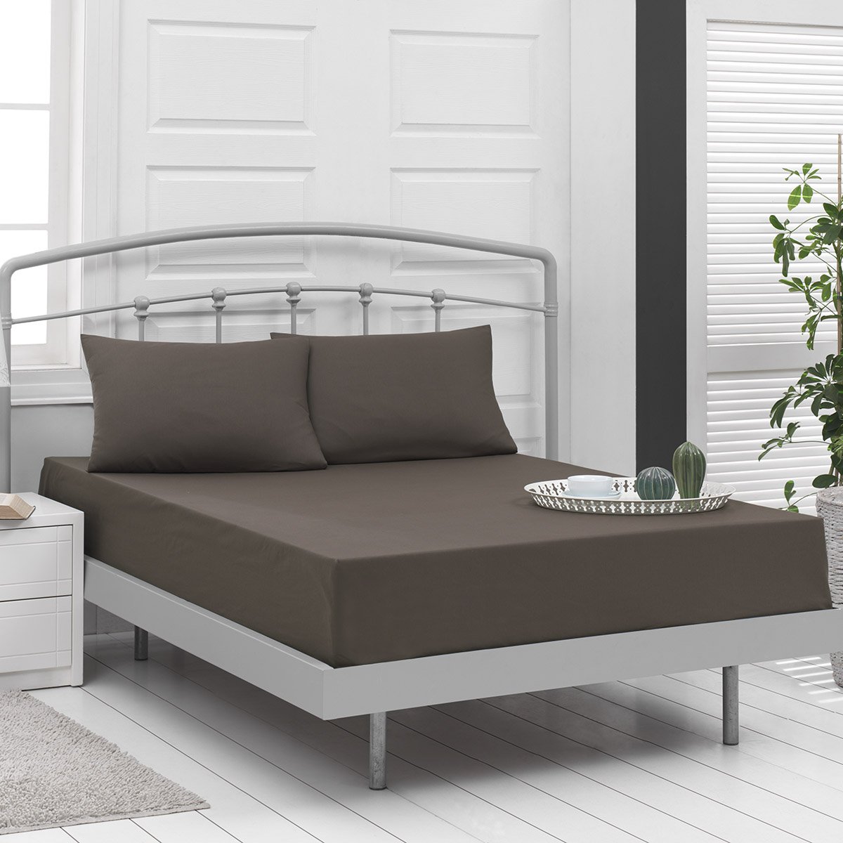 1999_brown Σεντόνι μονό μονόχρωμο με λάστιχο Art 1999 110x200+30 Καφέ Beauty Home - Image 1