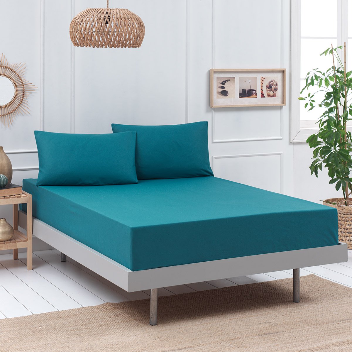 1999_petrol Ζεύγος μαξιλαροθήκες μονόχρωμες Art 1999 52x73 Πετρόλ Beauty Home - Image 1