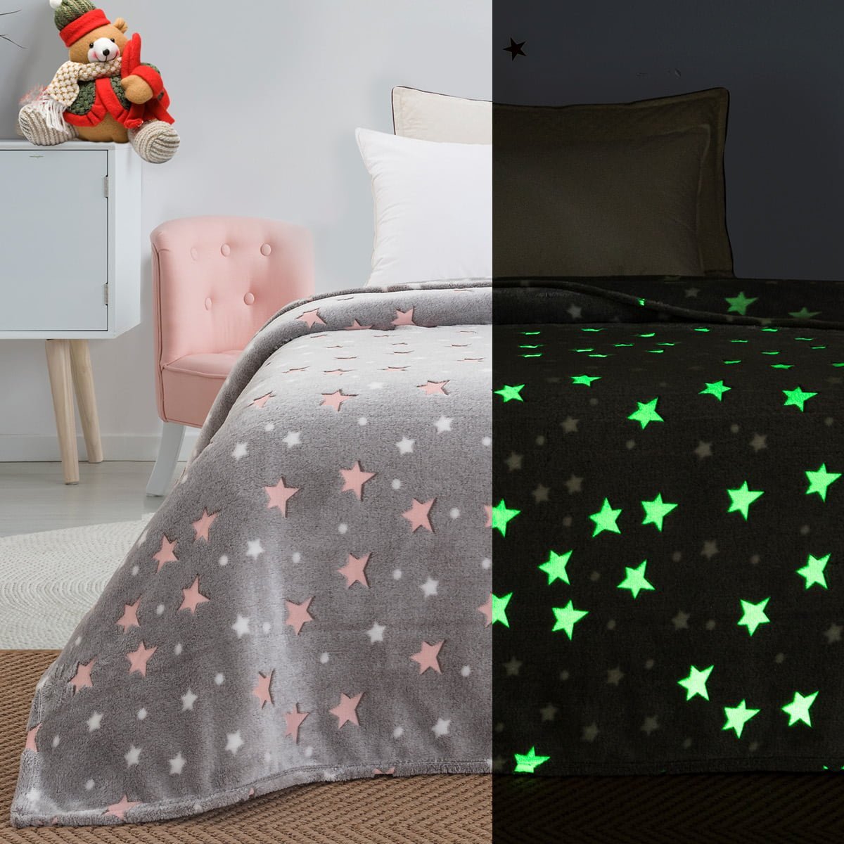 6129_b Κουβέρτα μονή φωσφορίζουσα Art 6129 160x220 Γκρι Beauty Home - Image 1