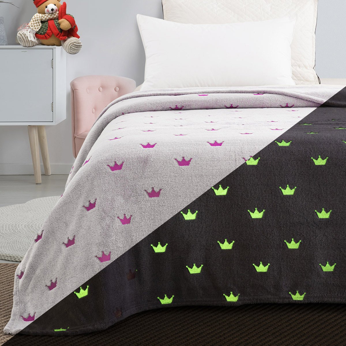 6144_b Κουβέρτα μονή φωσφορίζουσα Art 6144 160x220 Γκρι Beauty Home - Image 1