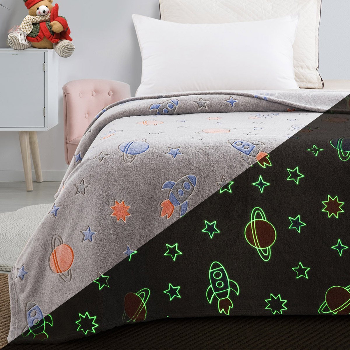 6149_b Κουβέρτα μονή φωσφορίζουσα Art 6149 160x220 Γκρι Beauty Home - Image 1