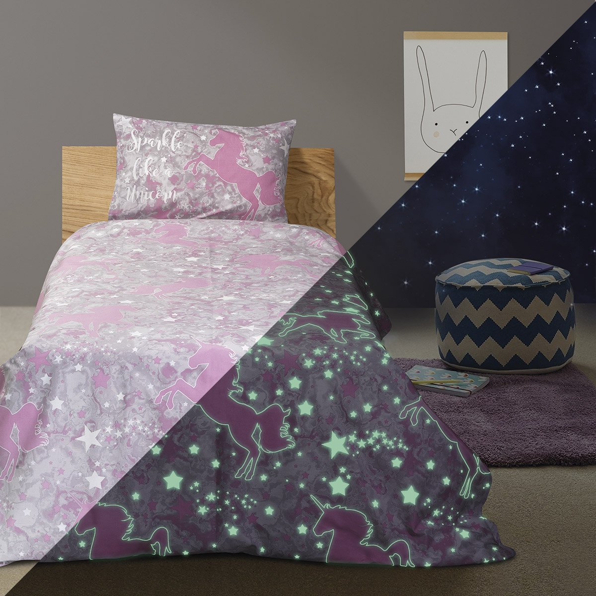 6177 Σετ σεντόνια μονά φωσφοριζέ Centaur Art 6177 170x240 Γκρι Beauty Home - Image 1