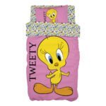 Σετ πάπλωμα μονό Art 6190 Tweety 160x240 Ροζ   Beauty Home