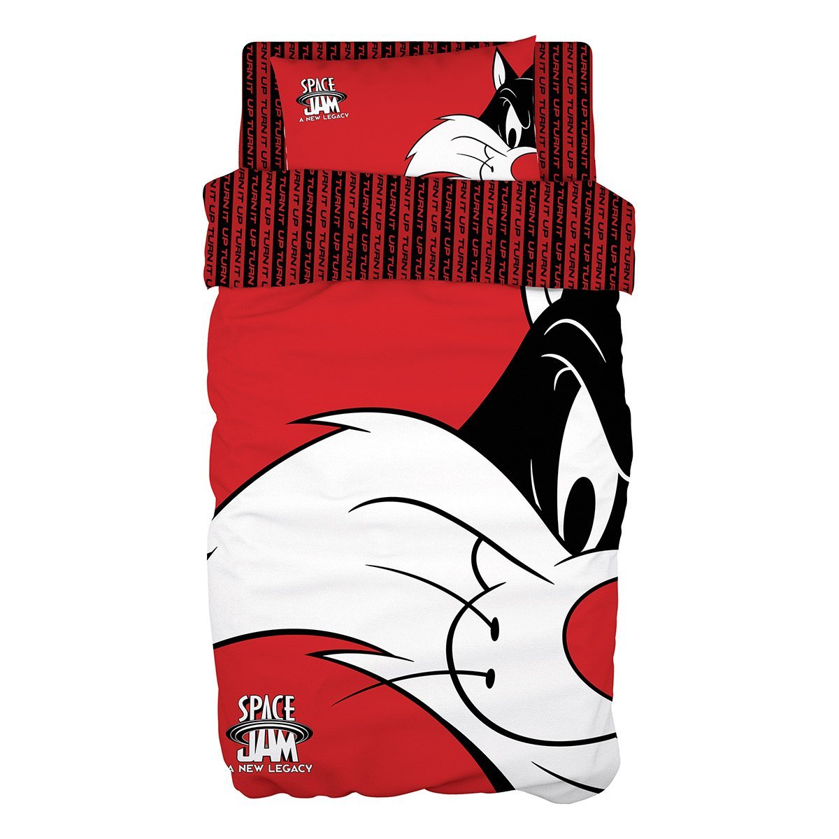 6192_sheet Σετ παπλωματοθήκη μονή Art 6192 Space Jam Sylvester 165x250 Κόκκινο Beauty Home - Image 1