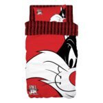 Σετ σεντόνια μονά Art 6192 Space Jam Sylvester 165x250 Κόκκινο   Beauty Home