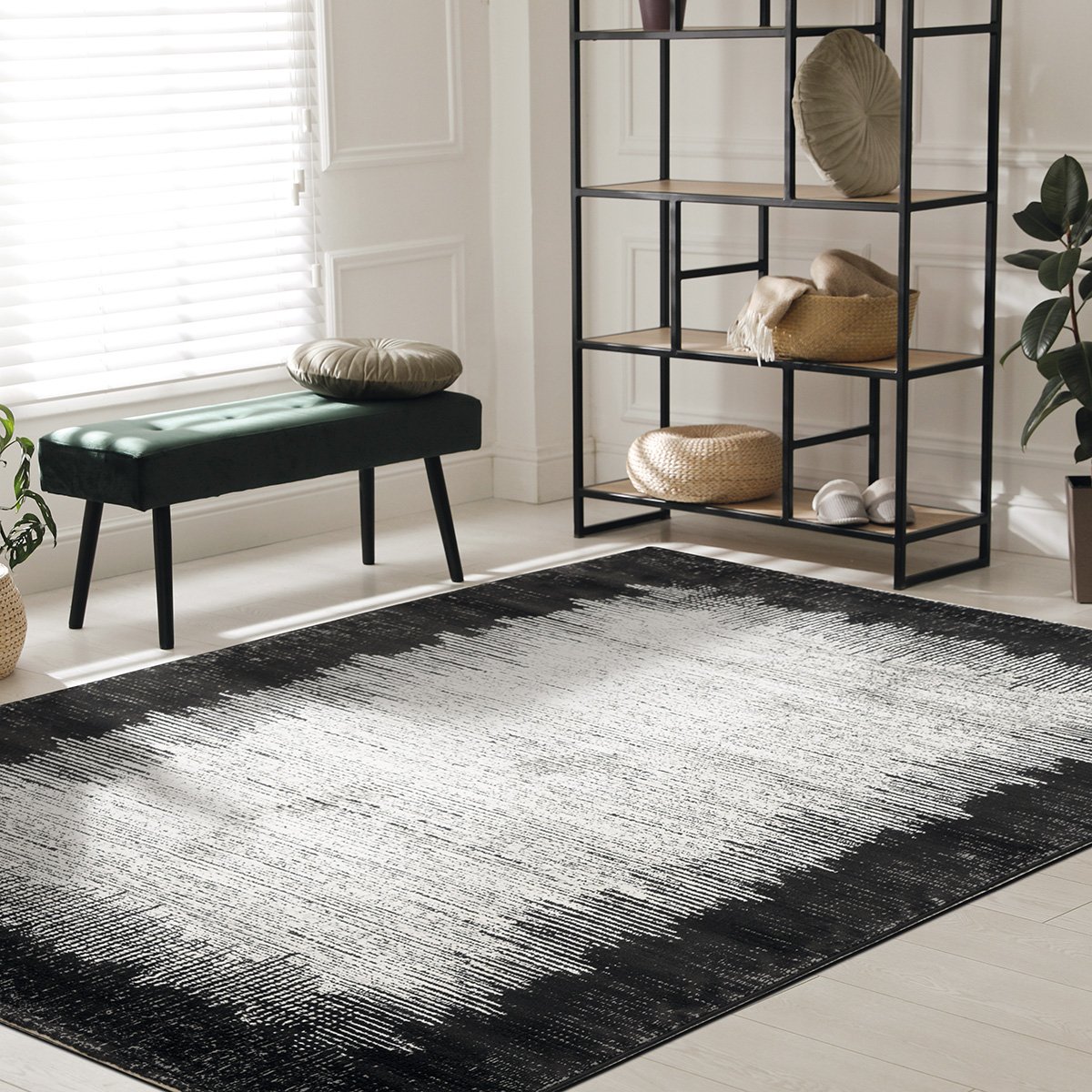 Stylish,Carpet,With,Pattern,On,Floor,In,Room Διάδρομος Prestige Art 9321 0,67 Grey Black - Γκρι Μαύρο Beauty Home - Image 1