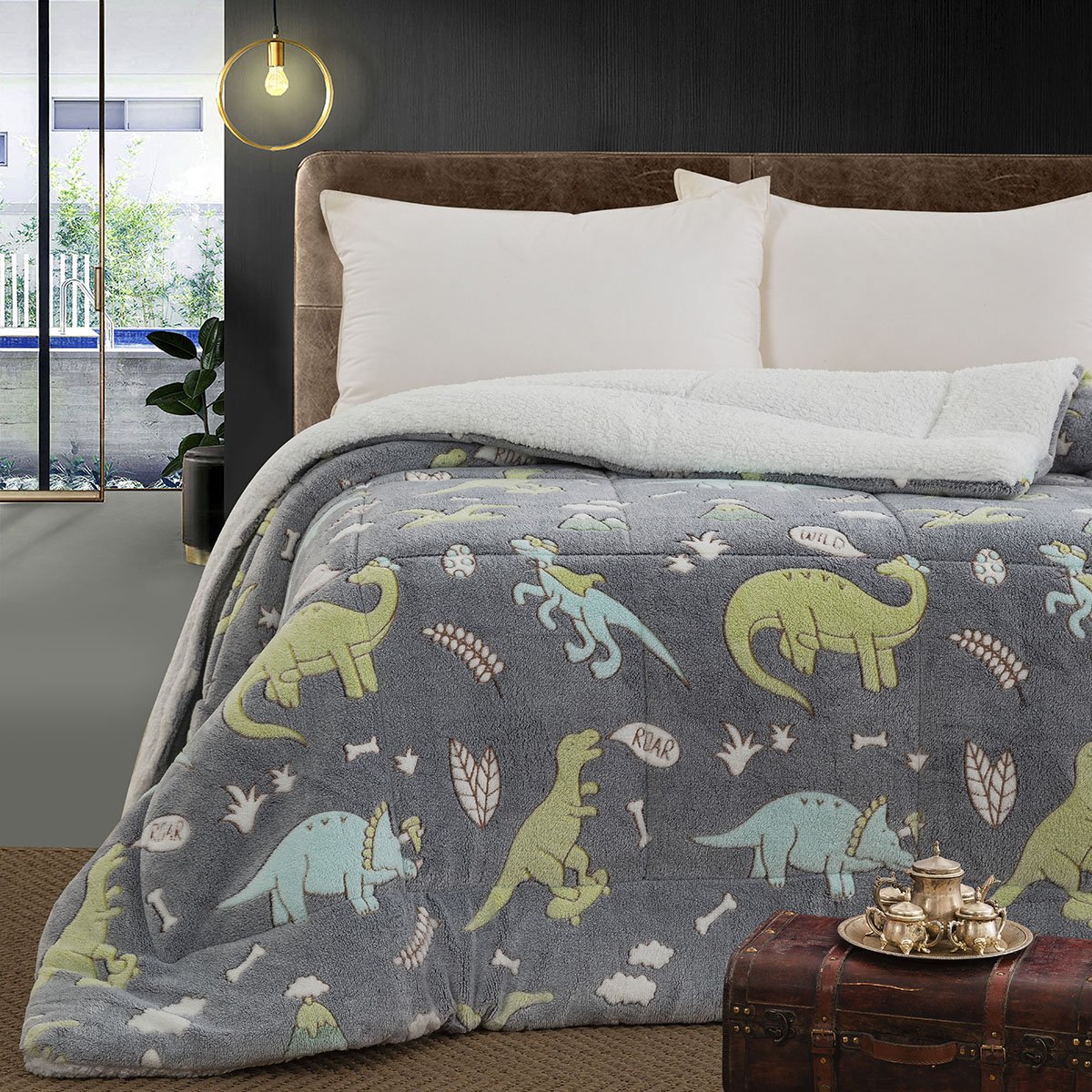 6270 Κουβερτοπάπλωμα μονό φωσφοριζέ Art 6270 160x220 Γκρι Beauty Home - Image 1