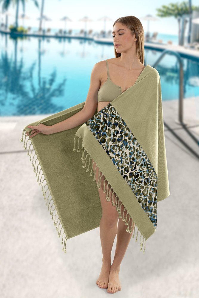 1130030123026 Πετσέτα Θαλάσσης 90x170 Guy Laroche Pestemal 18 Khaki - Image 1