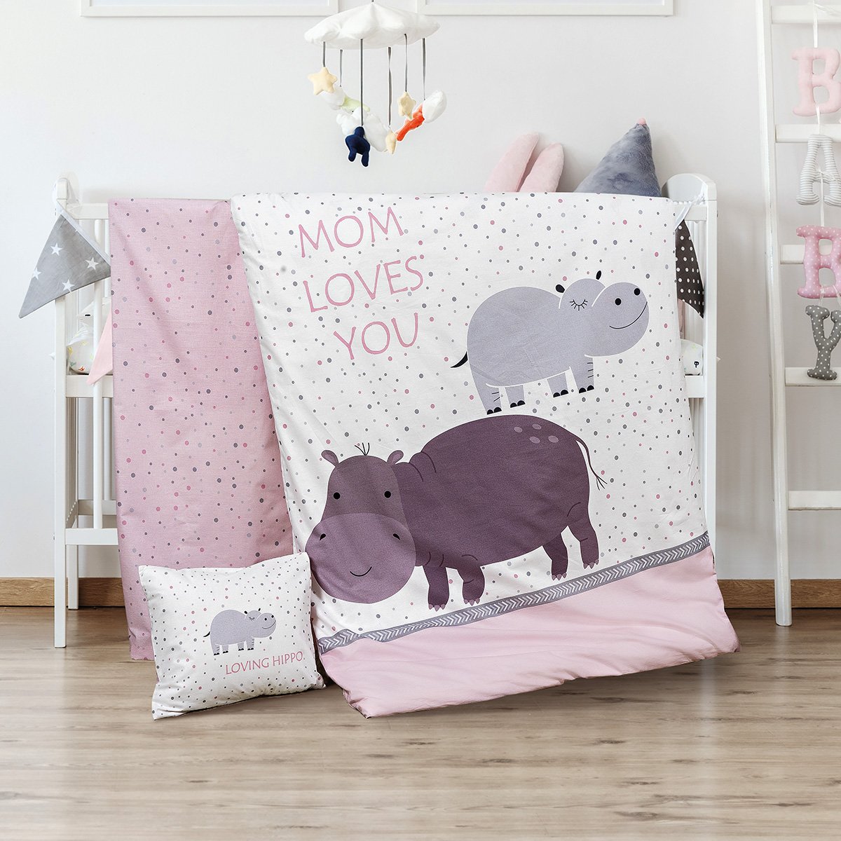 5187 Σετ σεντόνια βρεφικά Hippo Art 5187 120x160 Εμπριμέ Beauty Home - Image 1