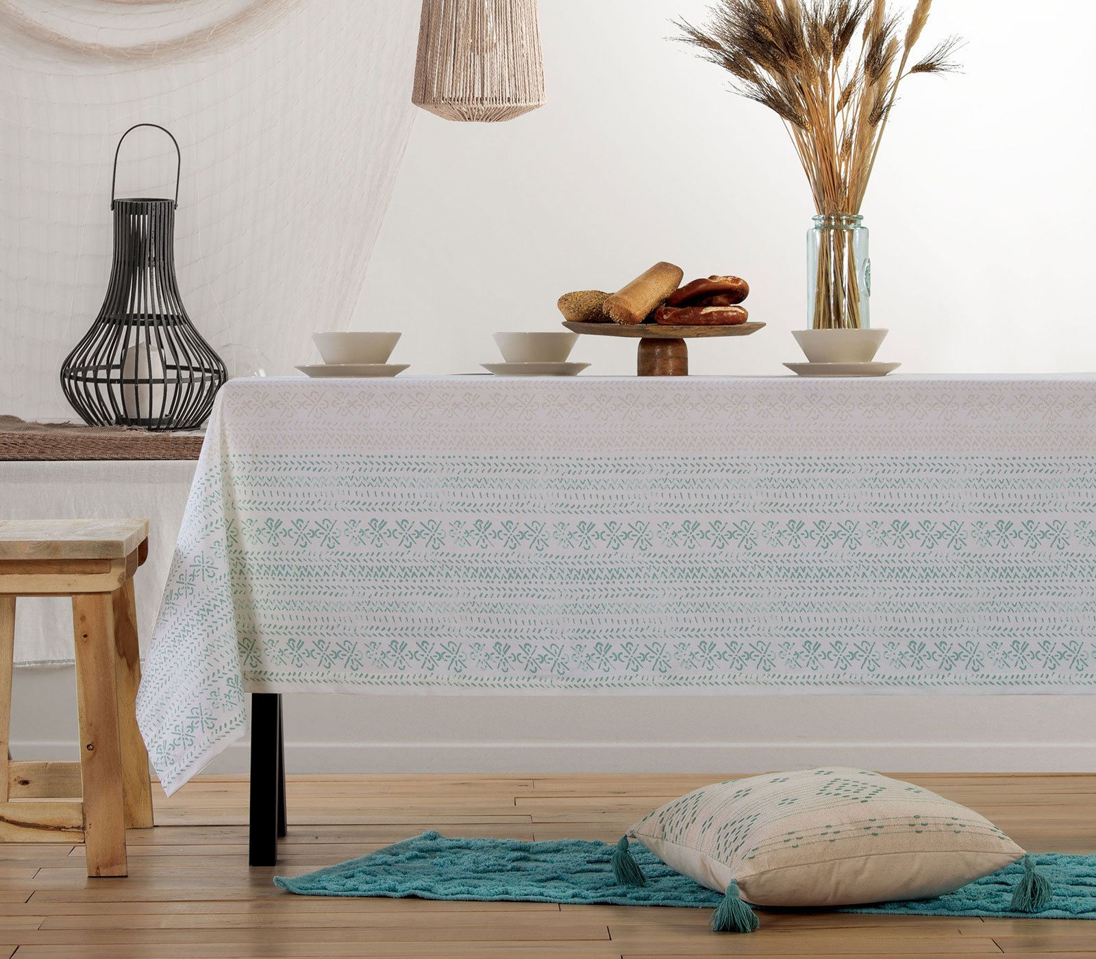 5205495543154 Τραπεζομάντηλο 140×240 Nef Nef Greyson Off White-Petrol - Image 1