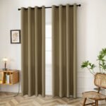Κουρτίνα μεσαίας σκίασης με 8 μεταλλικούς κρίκους Effect Art 8443 150x260 Λαδί   Beauty Home - Image 2
