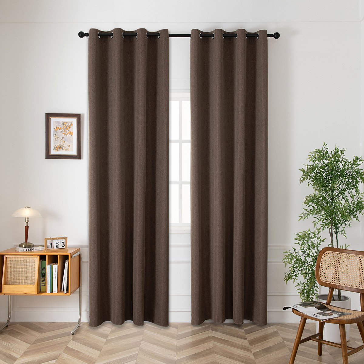 8445_brown Κουρτίνα μεσαίας σκίασης με 8 μεταλλικούς κρίκους Illusion Art 8445 140x270 Καφέ Beauty Home - Image 1