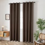 Κουρτίνα μεσαίας σκίασης με 8 μεταλλικούς κρίκους Illusion Art 8445 140x270 Καφέ   Beauty Home - Image 2