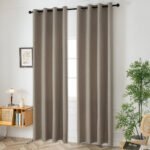 Κουρτίνα μεσαίας σκίασης με 8 μεταλλικούς κρίκους Illusion Art 8445 140x270 Χακί   Beauty Home - Image 2