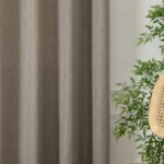 Κουρτίνα μεσαίας σκίασης με 8 μεταλλικούς κρίκους Illusion Art 8445 140x270 Χακί   Beauty Home - Image 3